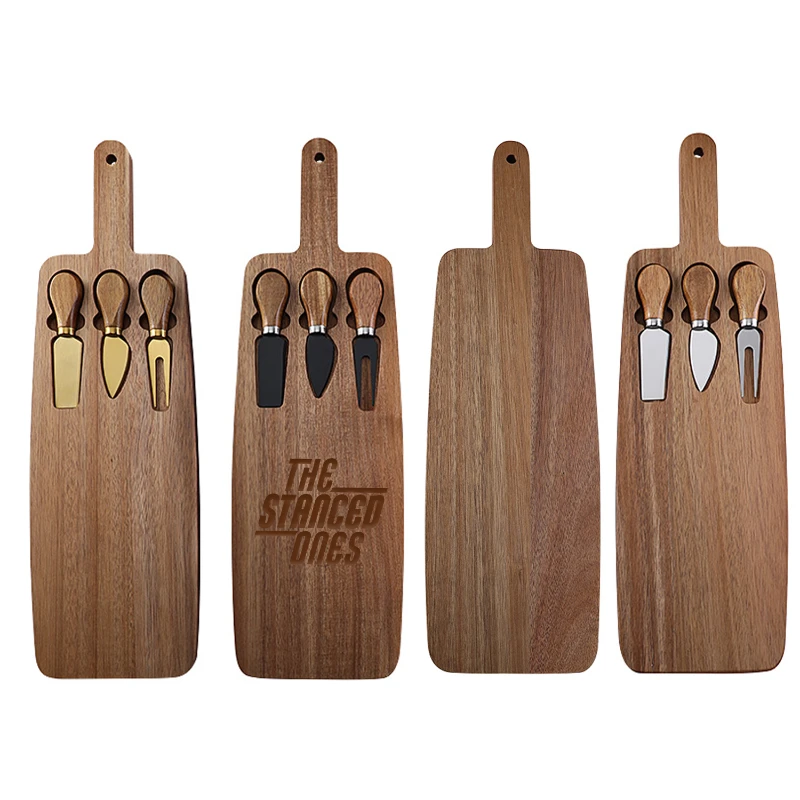 acacia wood cheese board set