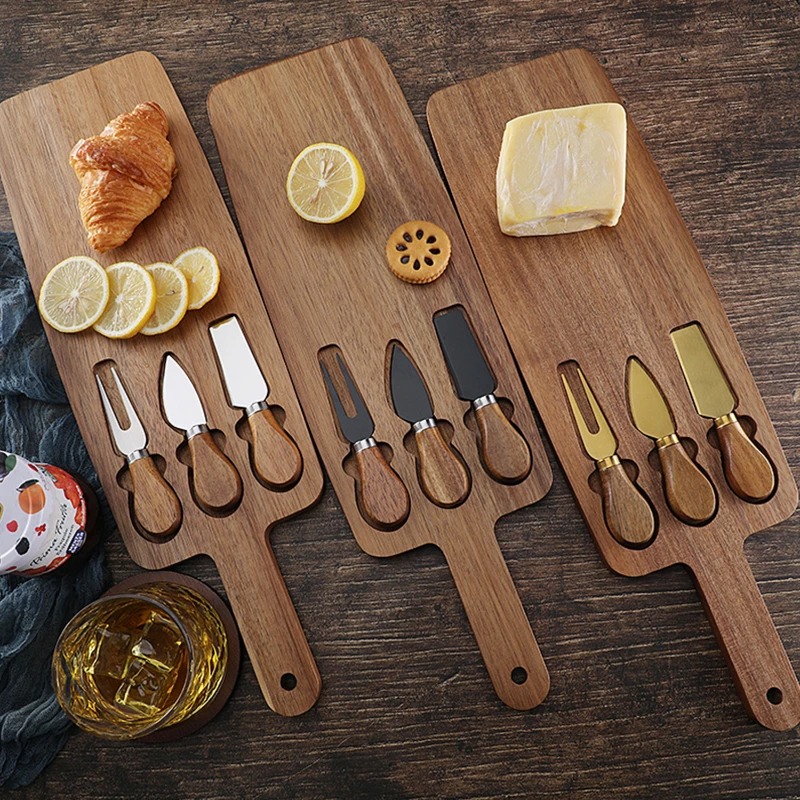 acacia wood cheese board set