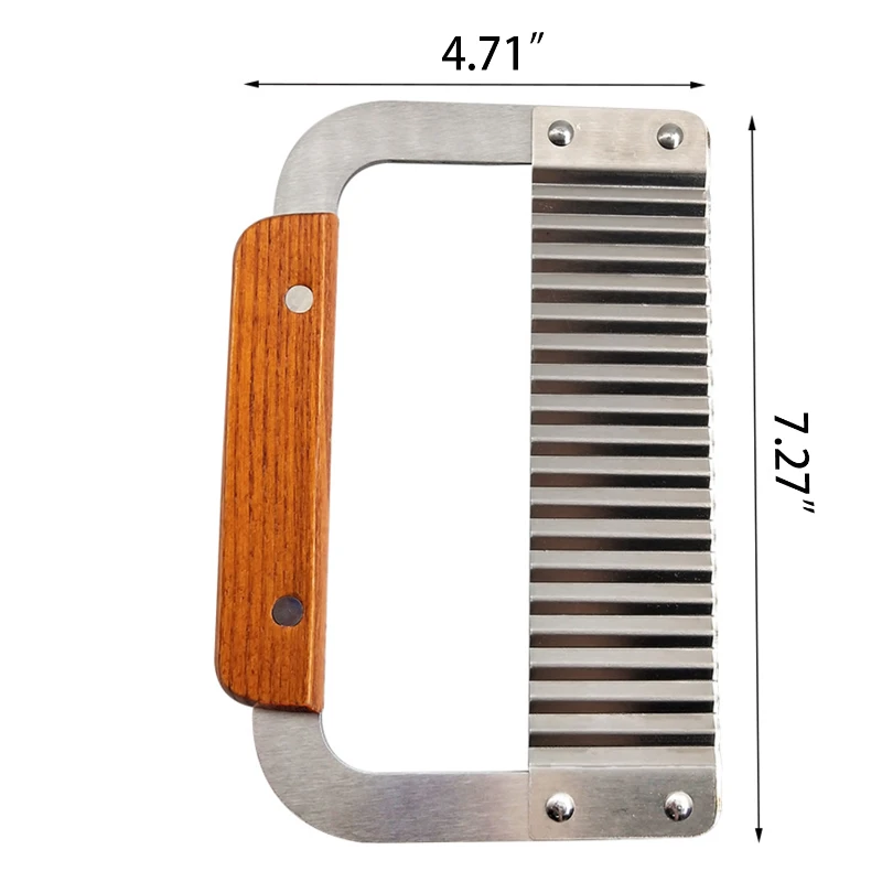 stainless steel crinkle cut knife with wooden handle