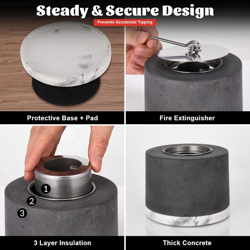 portable indoor or outdoor mini small concrete fire pit