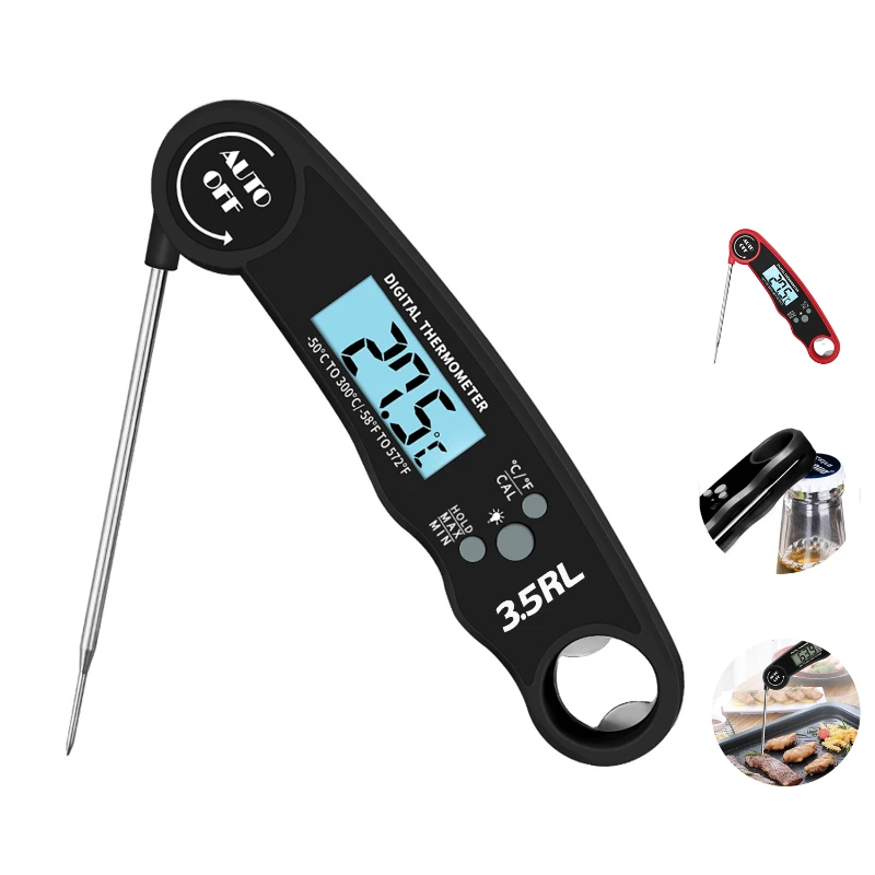 foldable stainless steel probe digital meat thermometer