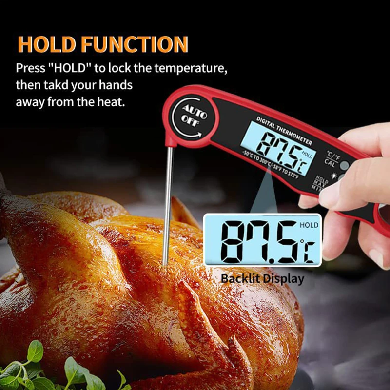 foldable stainless steel probe digital meat thermometer