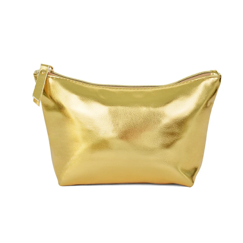 gold pu leather cosmetic bag