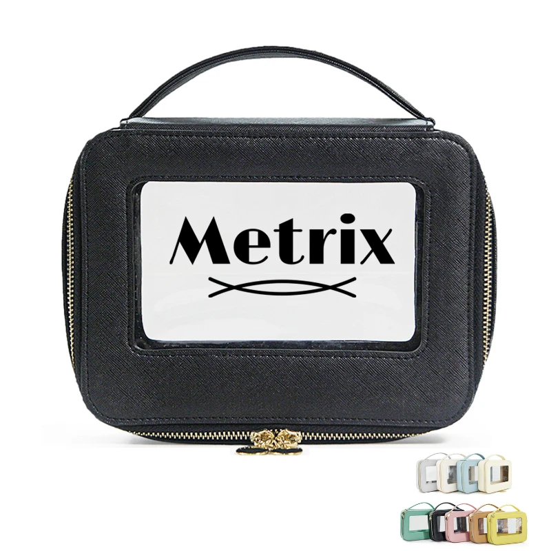 high end portable cosmetic case with clear window