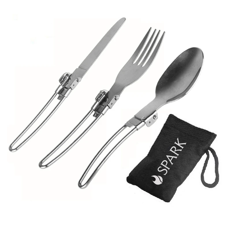 foldable travel 3 in 1 utensils set spoon, fork&knife