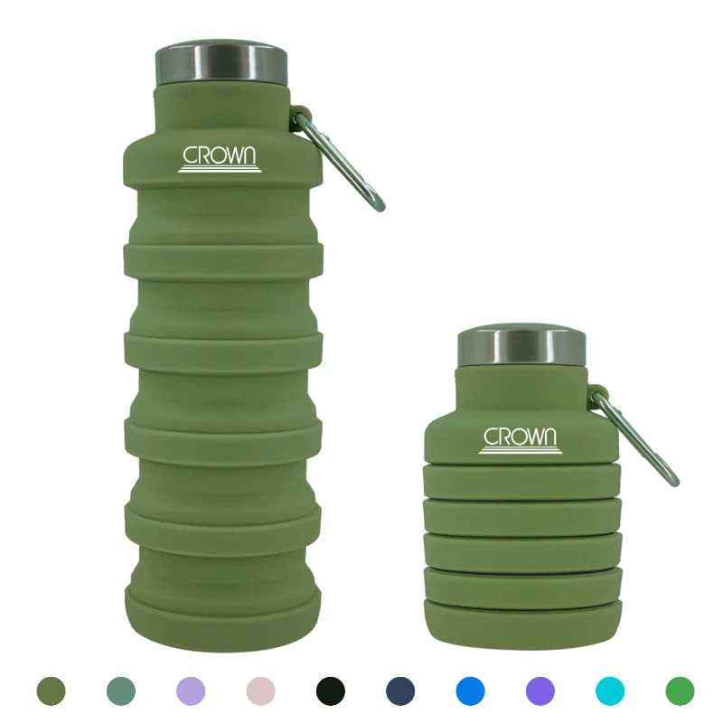 collapsible silicone water bottle with carabiner