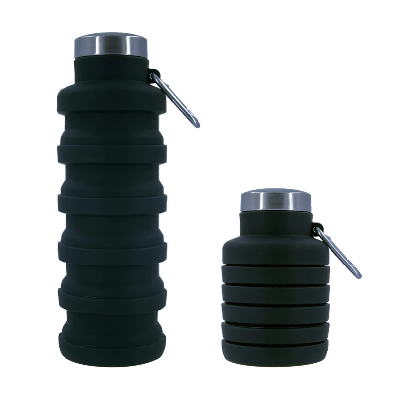 collapsible silicone water bottle with carabiner