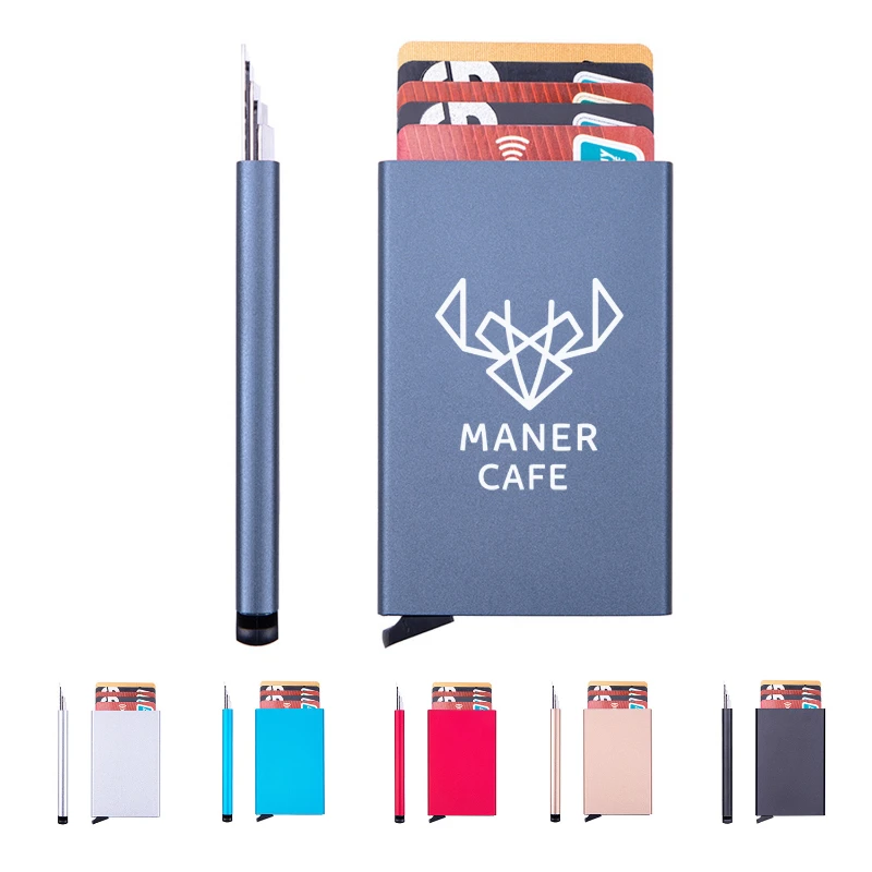 pop up rfid credit card holder slim aluminum wallet