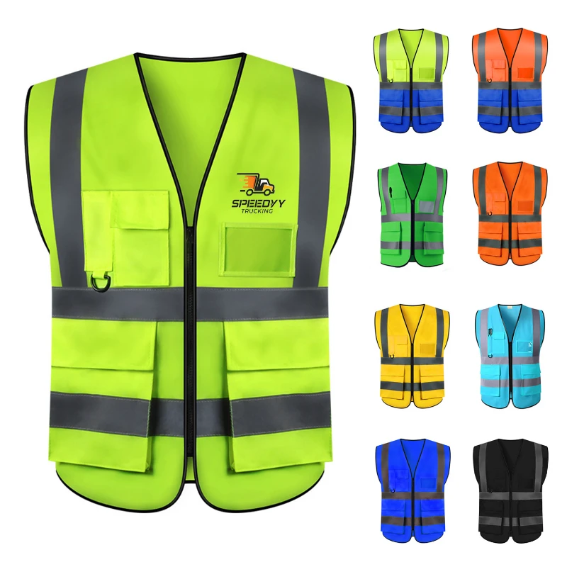 high visibility safety vest with reflective strips