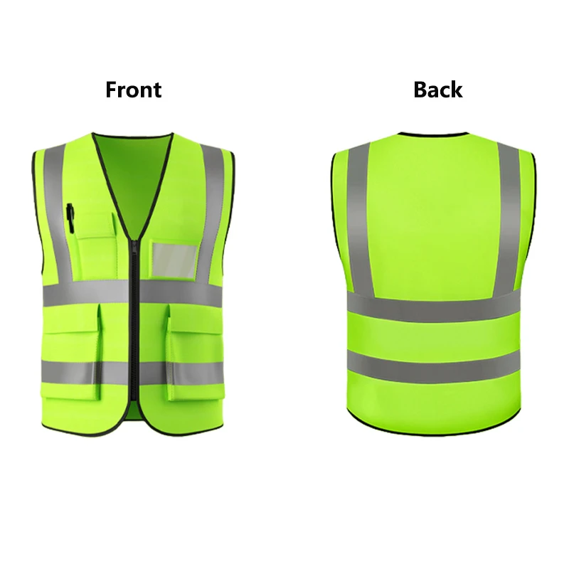 high visibility safety vest with reflective strips
