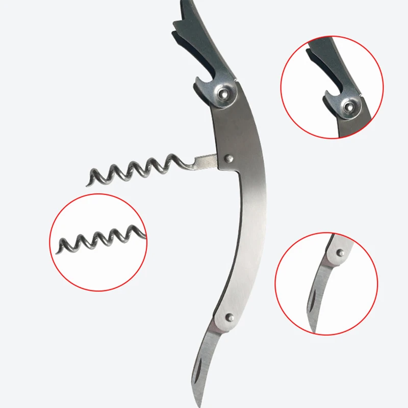 stainless steel corkscrew bottle opener