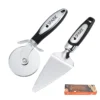 stainless steel pizza wheel cutter and server set
