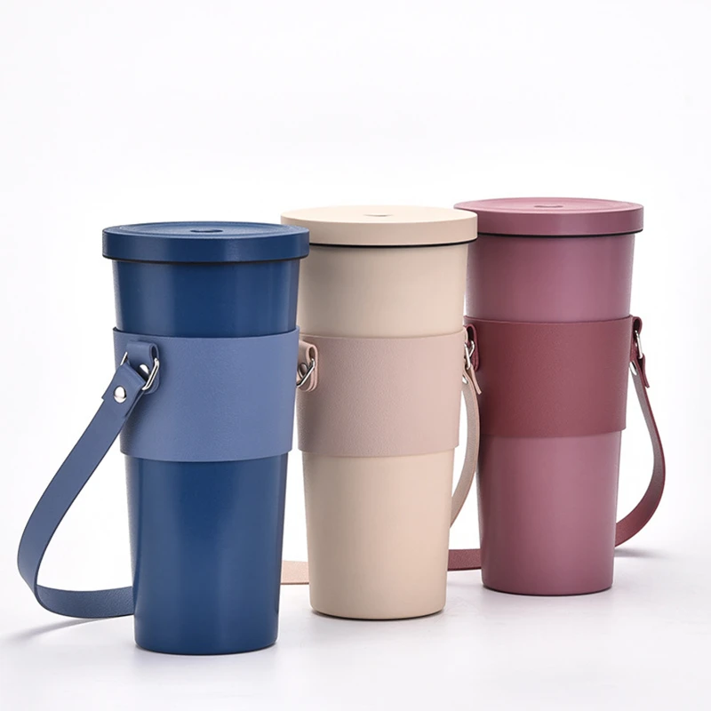 leather tumbler carrier holder sleeve with carrying handle