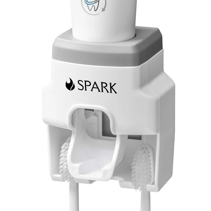 automatic toothpaste dispenser and toothbrush holder