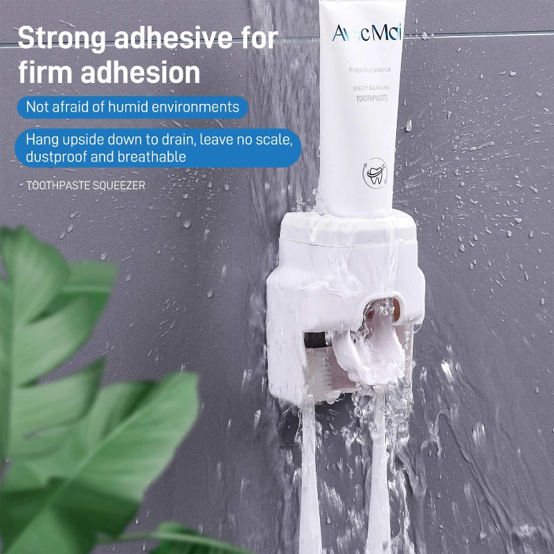 automatic toothpaste dispenser and toothbrush holder