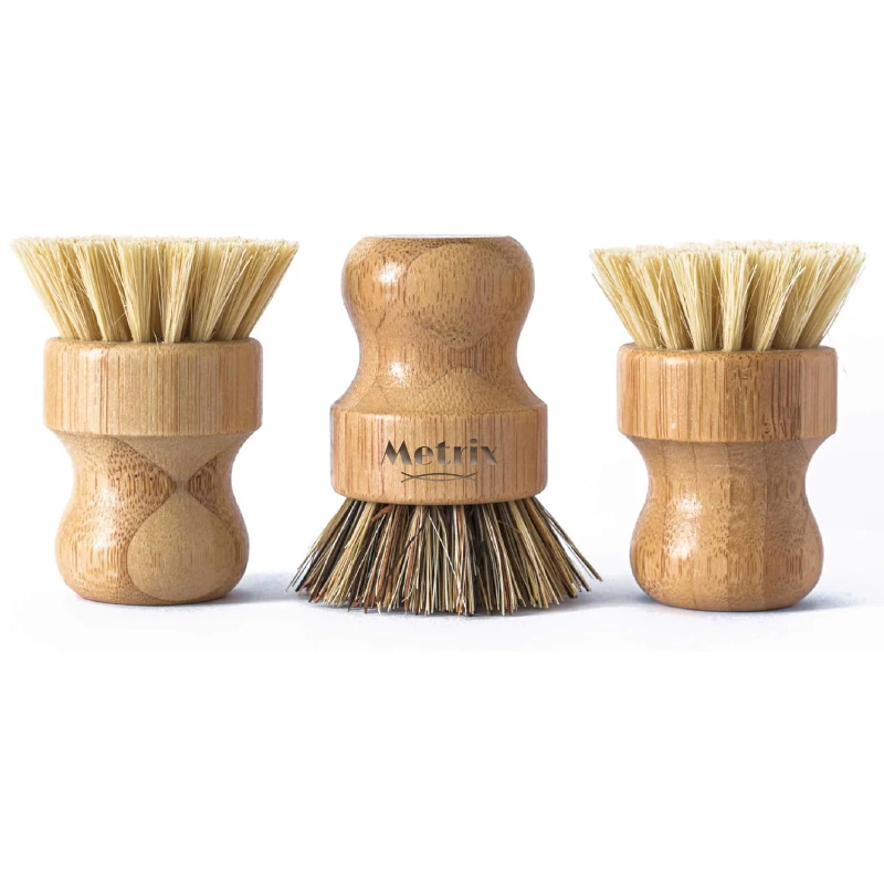 mini bamboo dish brush natural scrub