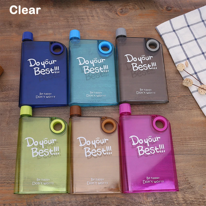 reusable slim flat water bottle 380ml portable flask