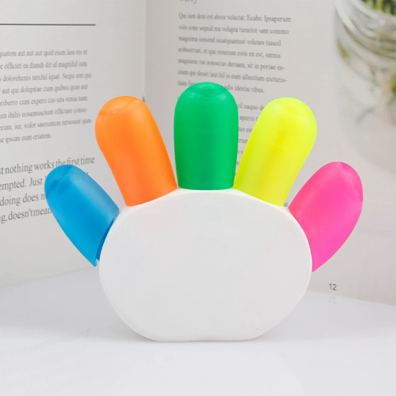 creative 5 color in 1 hands shape highlighter marker