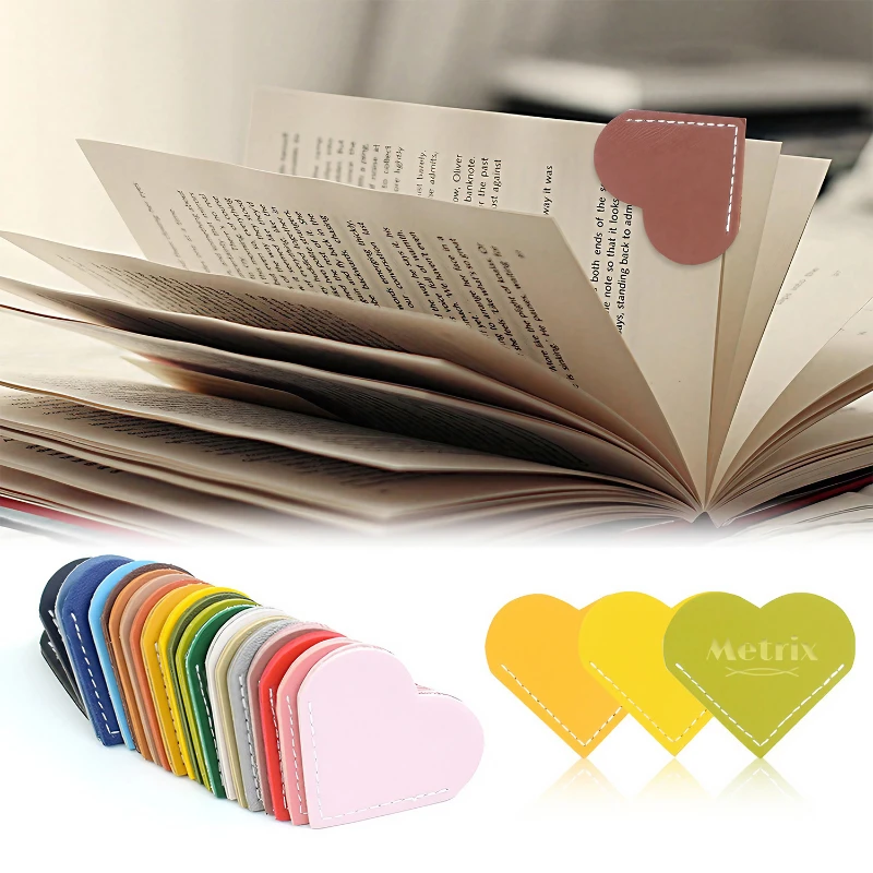 heart shape leather bookmarks