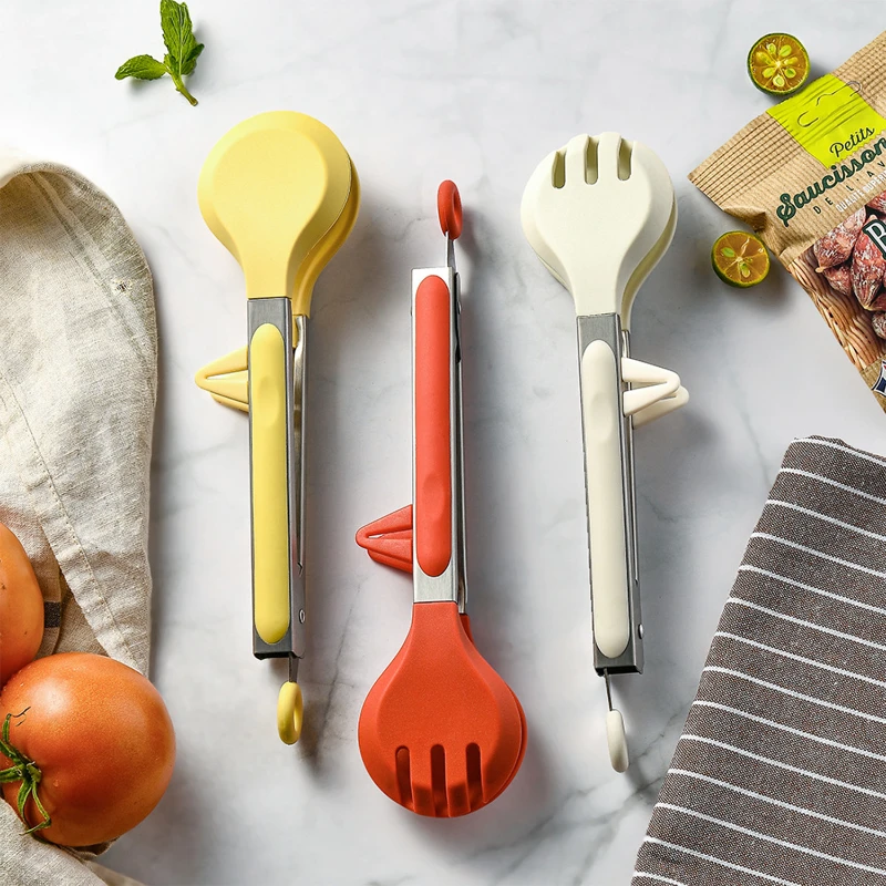 kitchen tongs with silicone tips and stand
