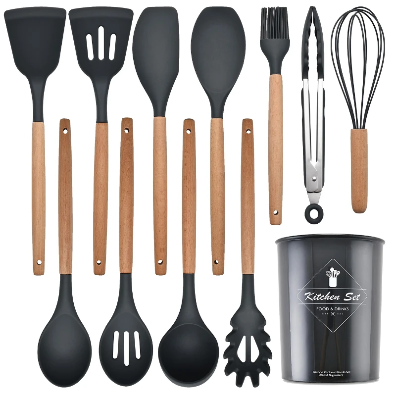 silicone non stick kitchen utensils 12 piece set