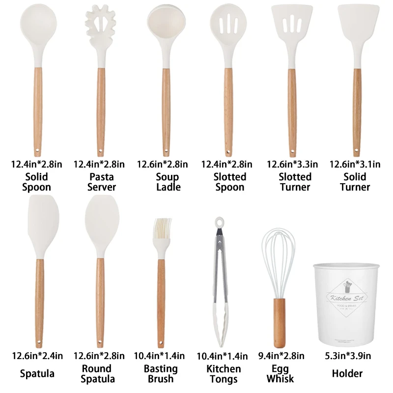silicone non stick kitchen utensils 12 piece set