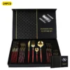 24 piece gold silverware set with gift box