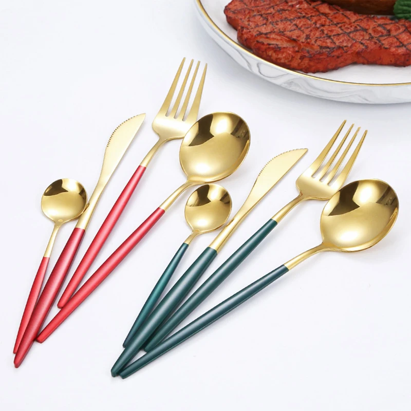 24 piece gold silverware set with gift box