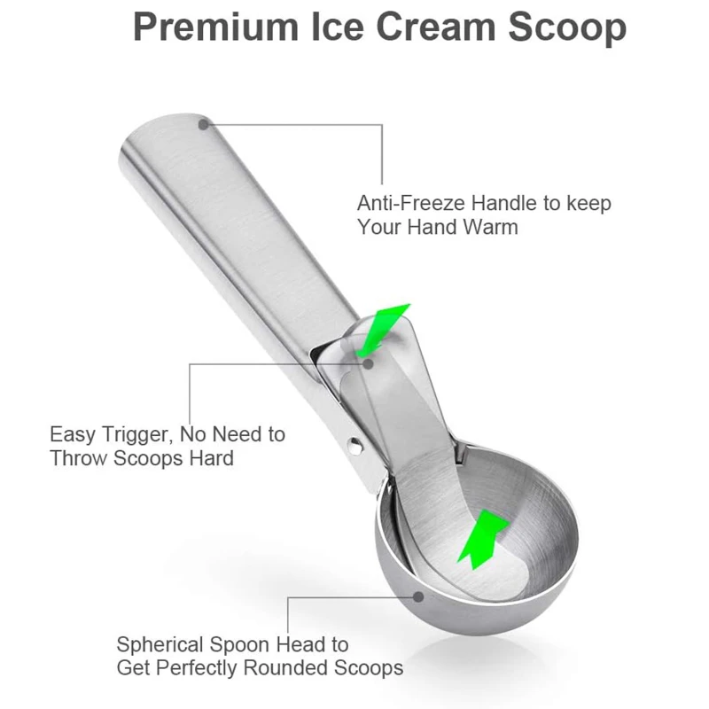 premium ice cream scoop with trigger stainless steel