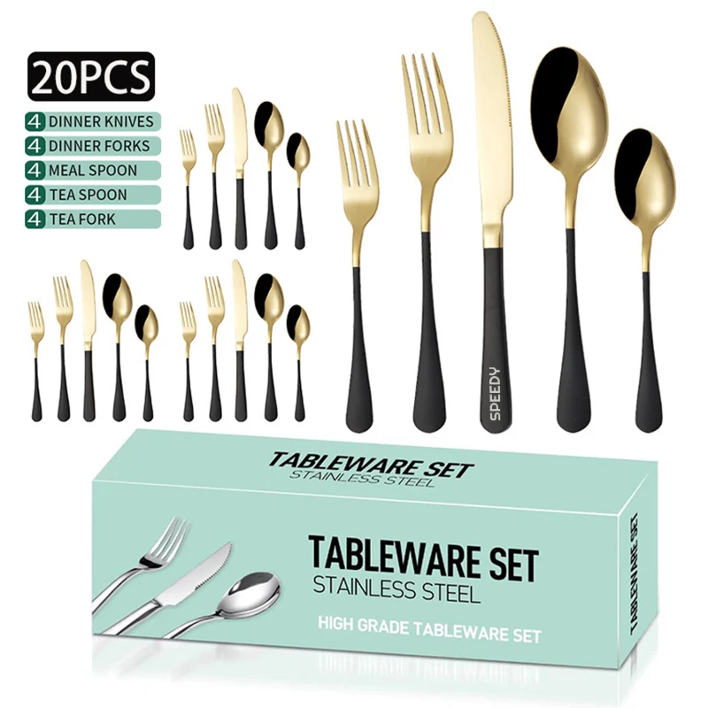 20 piece silverware flatware cutlery set stainless steel