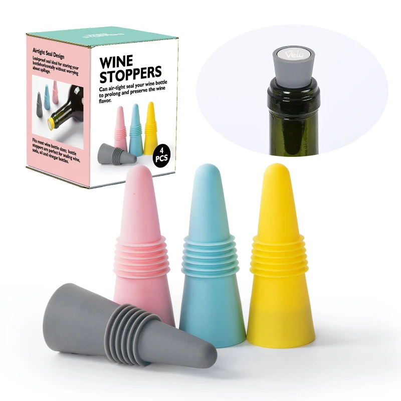 4 pcs silicone wine stoppers set
