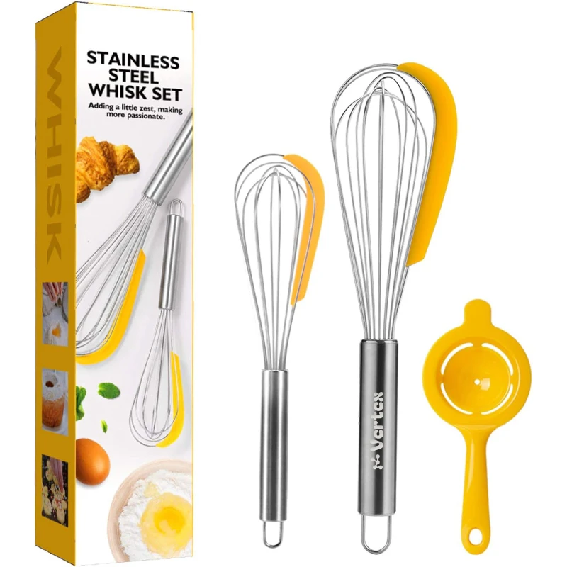 3 pcs stainless steel whisk set