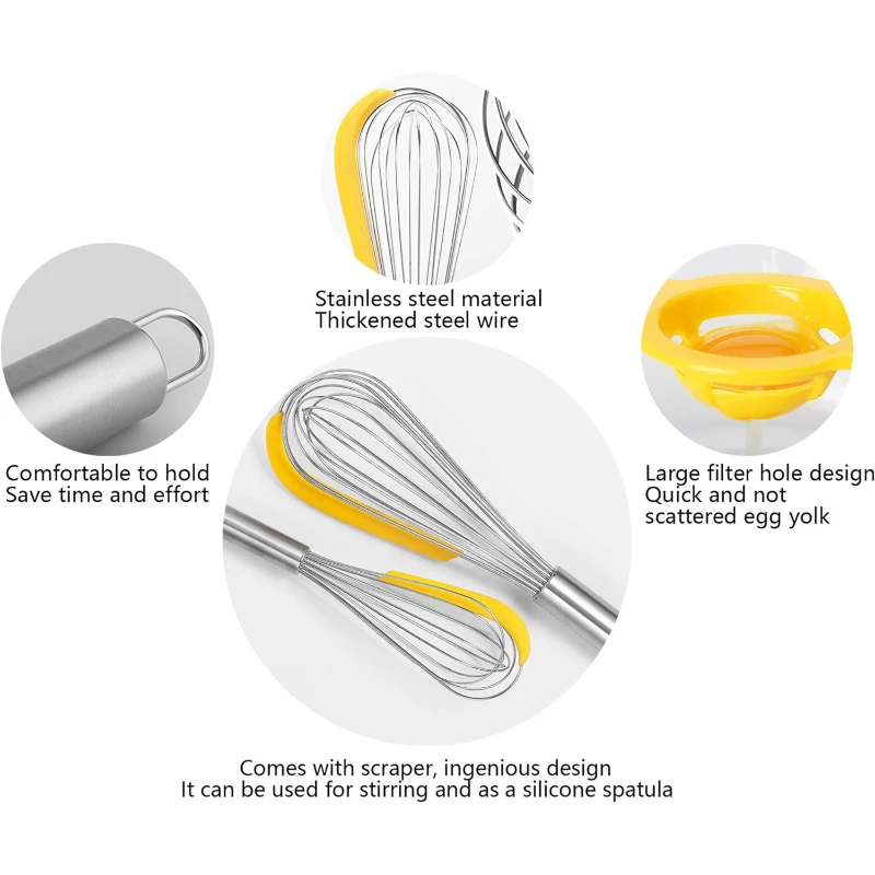 3 pcs stainless steel whisk set