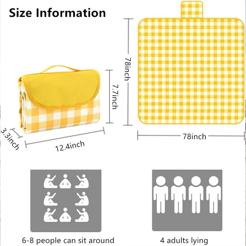 80"x 80" picnic blanket beach mat foldable