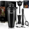 premium 8 piece black cocktail shaker set