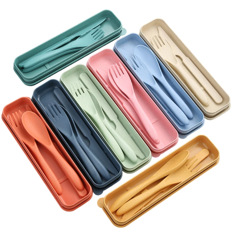 portable travel utensils set with case