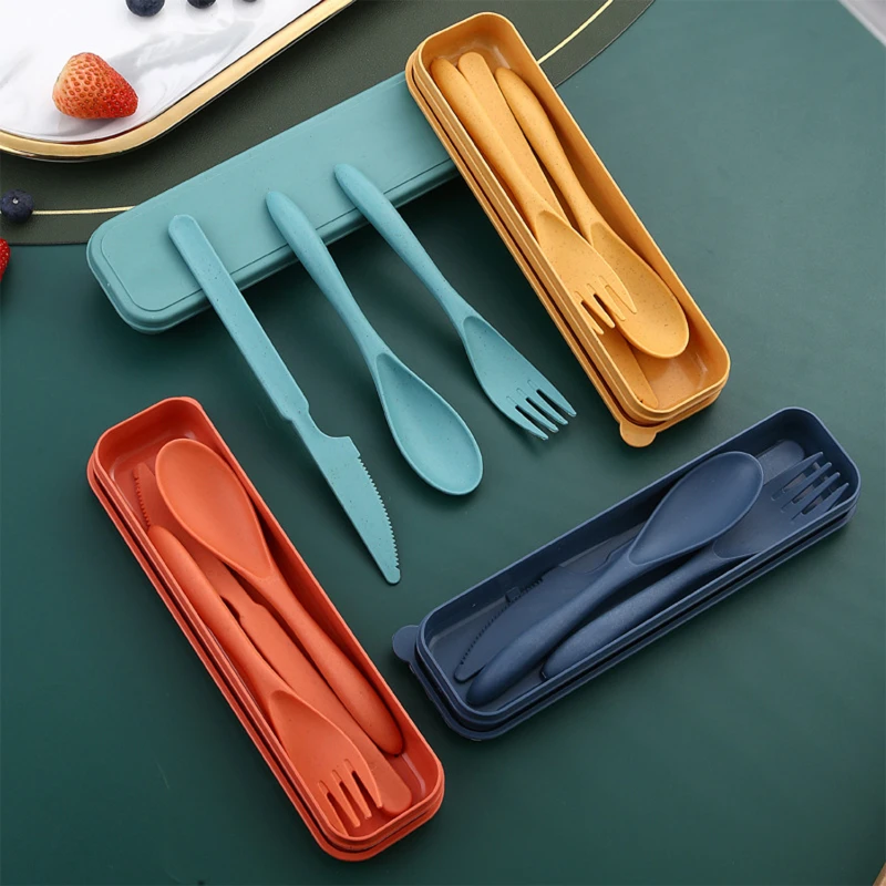 portable travel utensils set with case