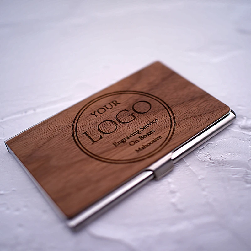 wood and aluminum card holder
