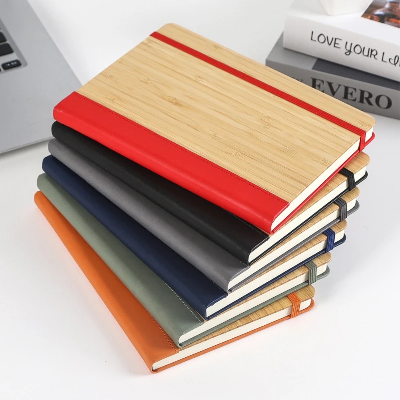 a5 bamboo notebook with elastic band