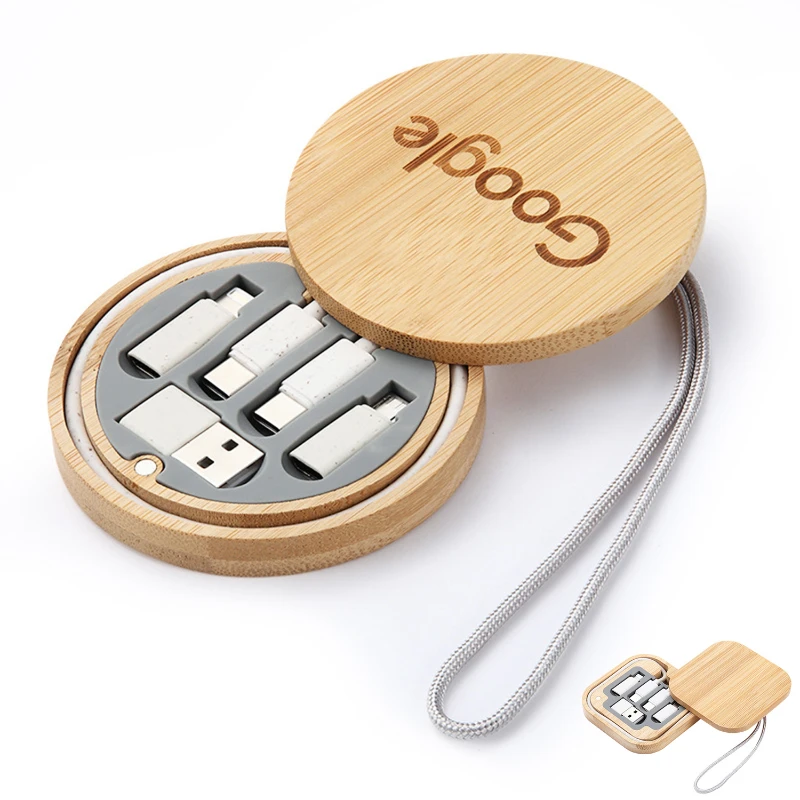 multi usb adapter kit with bamboo storage box