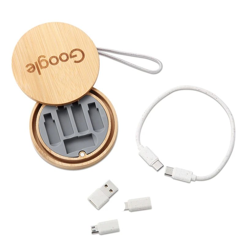 multi usb adapter kit with bamboo storage box