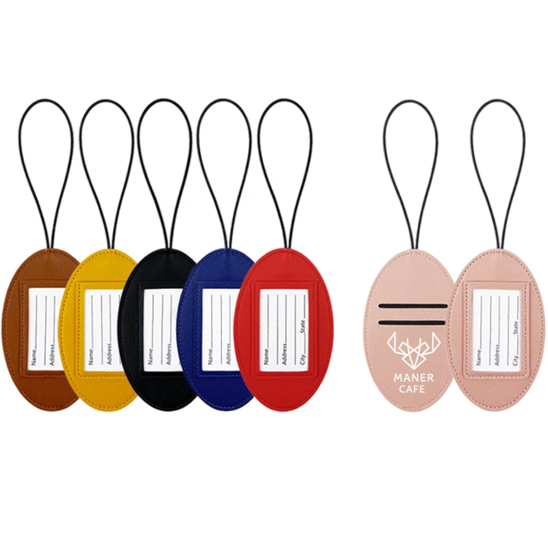 elastic cord pu leather luggage tags