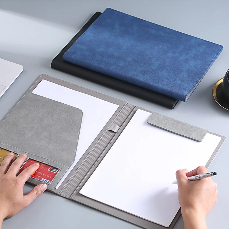 a4 pu leather magnetic folder with pockets