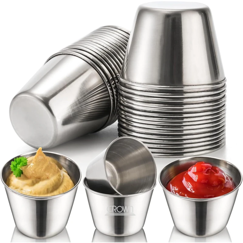 stainless steel sauce and dip cups