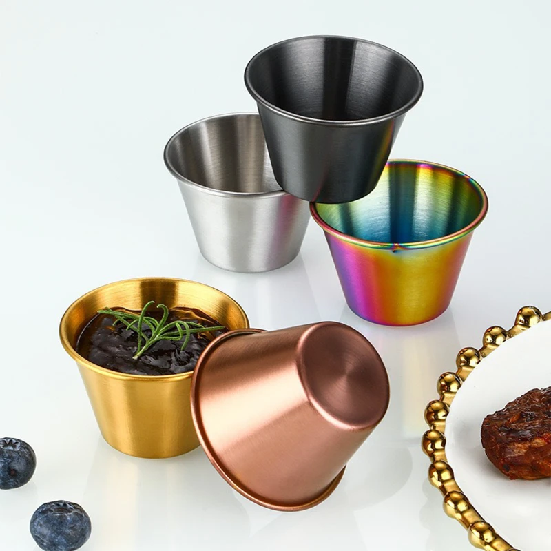 stainless steel sauce and dip cups