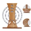 wooden desk calendar with rotating dials
