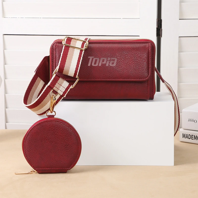 leather multi function crossbody bag set