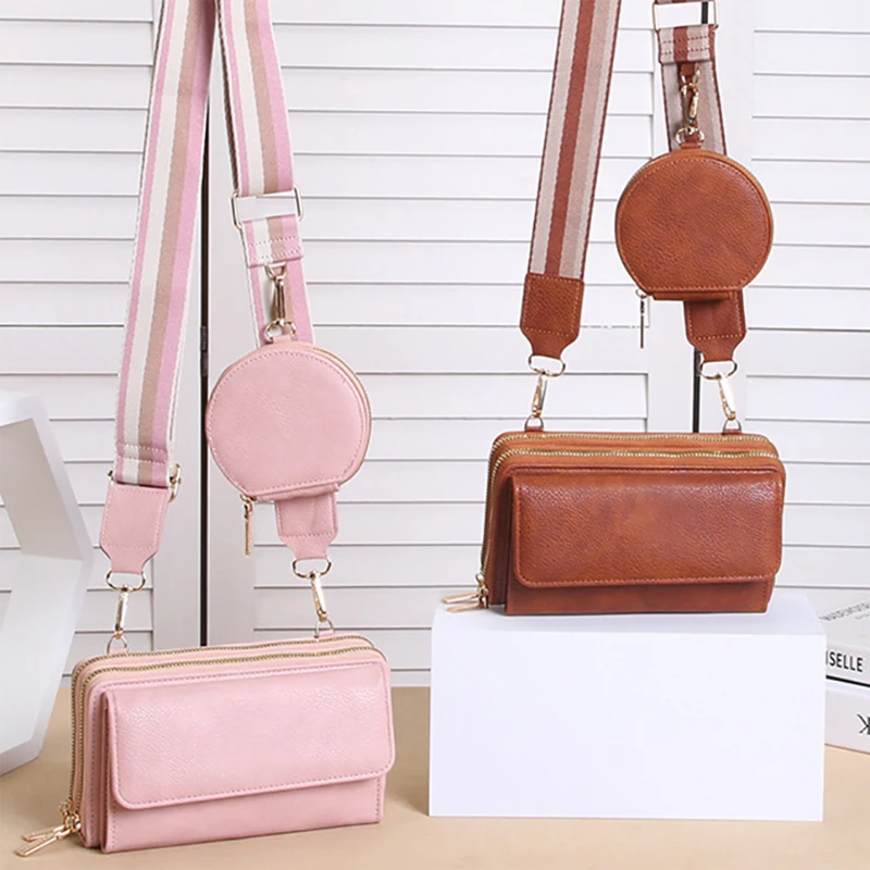 leather multi function crossbody bag set
