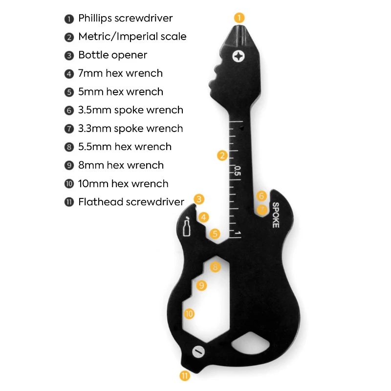 12 in 1 guitar shaped multi tool card