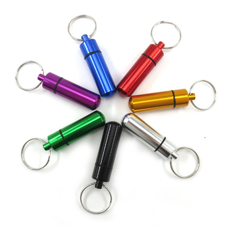 aluminum portable pill case with keychain